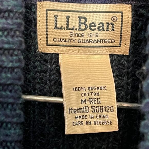 LL Bean Men Classic Preppy Heavy Waffle Knit 1/4 Pullover Mock Neck Sweater M - Picture 6 of 10